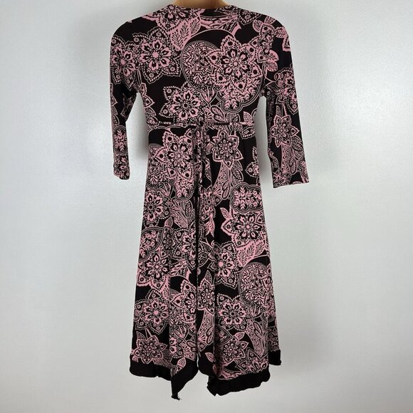 VTG Speechless y2k Babydoll Midi Dress XS Stretchy Brown Pink Asymmetrical - Picture 6 of 10